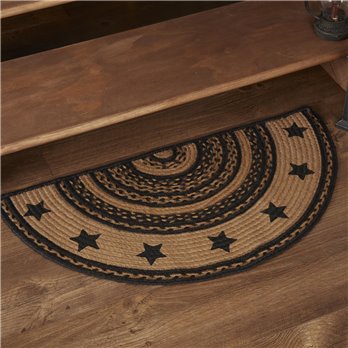 Farmhouse Jute Rug Half Circle Stencil Stars Border 16.5x33