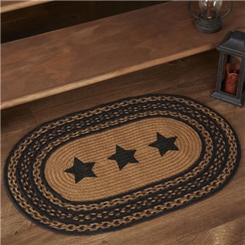 Farmhouse Jute Rug Oval Stencil Stars w/ Pad 20x30