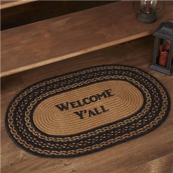 Farmhouse Jute Rug Oval Stencil Welcome Y'all 20x30