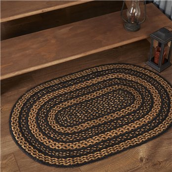 Black &amp; Tan Jute Rug Oval 24x36