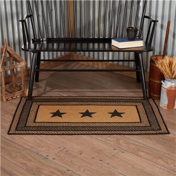 Farmhouse Jute Rug Rect Stencil Stars w/ Pad 27x48