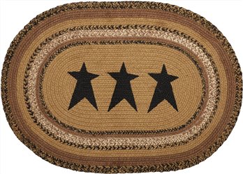 Kettle Grove Jute Rug Oval Stencil Stars w/ Pad 20x30