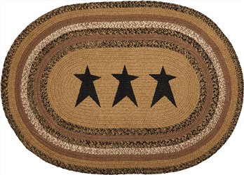 Kettle Grove Jute Rug Oval Stencil Stars w/ Pad 24x36