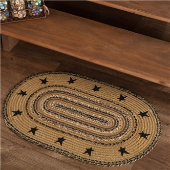 Kettle Grove Jute Rug Stencil Stars Border Oval w/ Pad 20x30