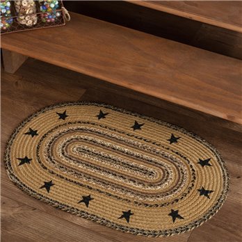 Kettle Grove Jute Rug Stencil Stars Border Oval 20x30