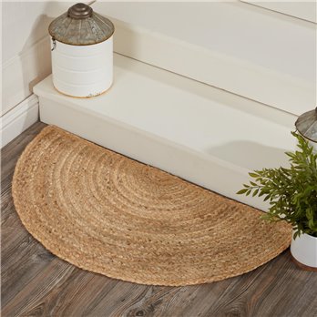 Natural Jute Rug Half Circle w/ Pad 16.5x33