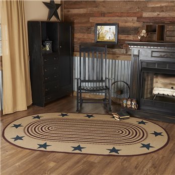 Potomac Jute Rug Oval Stencil Stars w/ Pad 60x96