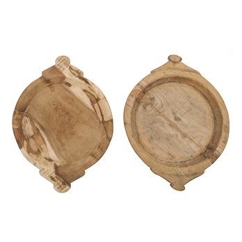 Set of 2 Hand Carved Wood Bowls