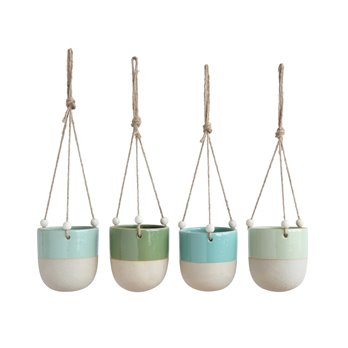 Stoneware Matte Glaze Hanging Planter (Set of 4 Colors)