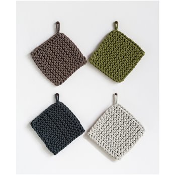 Square Cotton Crocheted Pot Holder (Set of 4 Colors)