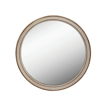 31.5 in. Round Wood Framed Wall Mirror