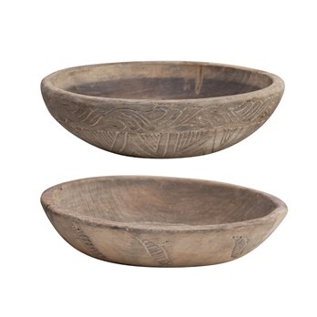 Round Found Hand-Carved Wood Bowl Wall Décor (Each One Will Vary)