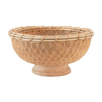 Hand-Carved Mango Wood & Woven Arurog Bowl