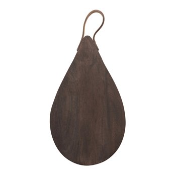 Mango Wood Cheese/Cutting Board with Leather Handle, Espresso Finish