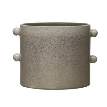 Stoneware Planter, Cream Reactive Glaze (Each One Will Vary) (Holds 7" Pot)
