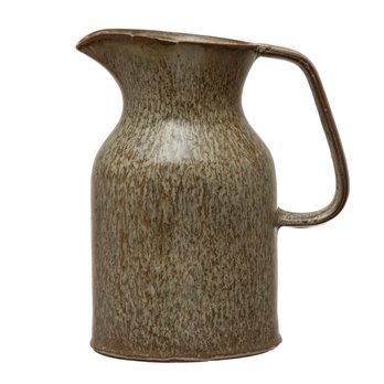 36 oz. Stoneware Pitcher, Reactive Glaze, Brown (Each One Will Vary)