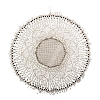 Handwoven Cotton Macramé Wall Decor with Wood Beads