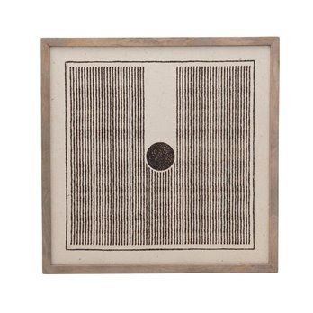Mango Wood Framed Printed Dhurrie Wall Décor, Black & Cream Color