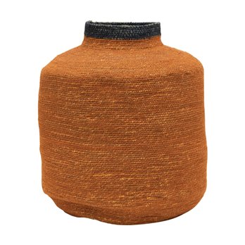 Hand-Woven Seagrass Basket, Orange & Navy