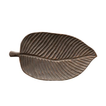 Decorative Hand-Carved Mango Wood Leaf Tray