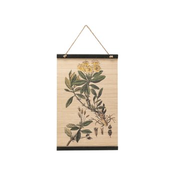 Floral Print 24.5"H Bamboo Scroll Wall Décor