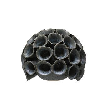 Handmade Stoneware Orb with Trumpet Accents & Reactive Glaze Finish (Each one will vary)