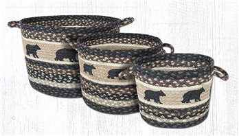 Cabin Bear Printed Braided Utility Basket 9"x7"