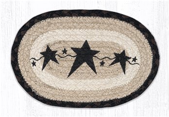 Primitive Stars Black Printed Oval Braided Swatch 7.5"x11"