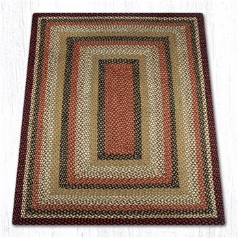 Burgundy/Mustard/Ivory Rectangular Braided Rug 2'x6'