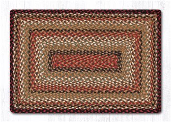 Burgundy/Mustard/Ivory Rectangular Braided Rug 2'x8'