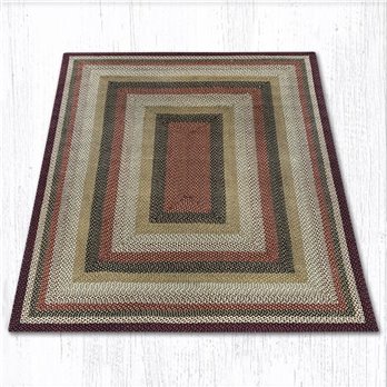 Burgundy/Mustard/Ivory Rectangular Braided Rug 3'x5'