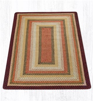 Burgundy/Mustard/Ivory Rectangular Braided Rug 8'x10'