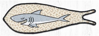 Shark Printed Braided Fish Shaped Rug 9"x26"