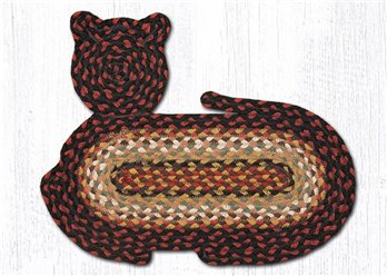 Burgundy/Mustard/Ivory Braided Cat Shaped Rug 14.5"x19.5"