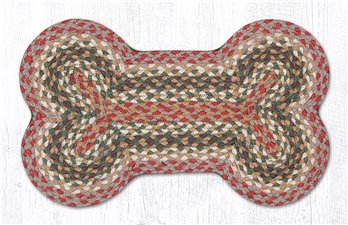 Olive/Burgundy/Gray Medium Braided Dog Bone Shaped Rug 13"x22"