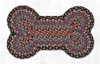 Burgundy/Blue/Gray Medium Braided Dog Bone Shaped Rug 13"x22"