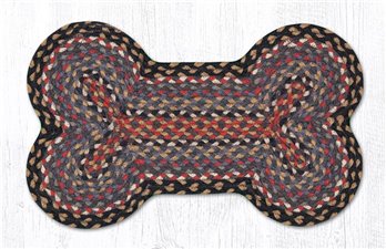 Burgundy/Blue/Gray Medium Braided Dog Bone Shaped Rug 13"x22"