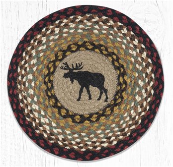 Black Moose Printed Round Braided Placemat 15"x15"