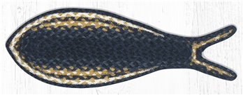 Light & Dark Blue/Mustard Braided Fish Shaped Rug 9"x26"