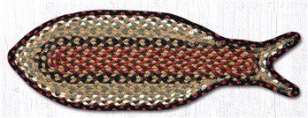 Burgundy/Mustard Braided Fish Shaped Rug 9"x26"