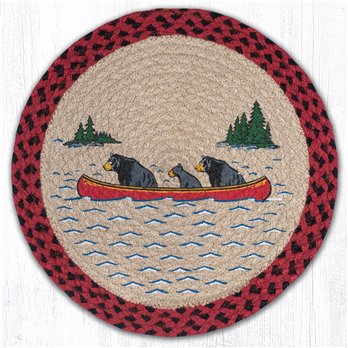 Bears in Canoe Printed Round Braided Placemat 15"x15"