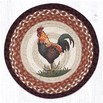 Rustic Rooster Printed Round Braided Placemat 15"x15"