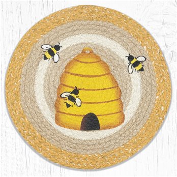 Beehive Printed Round Braided Placemat 15"x15"