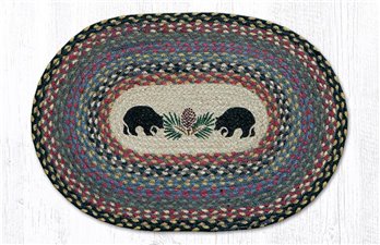 Black Bears Oval Braided Placemat 13"x19"