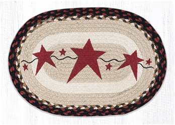 Primitive Star Burgundy Oval Braided Placemat 13"x19"