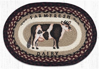 Farmhouse Cow Oval Braided Placemat 13"x19"