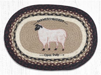 Farmhouse Sheep Oval Braided Placemat 13"x19"