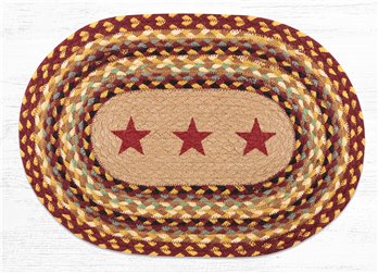Burgundy Stars Oval Braided Placemat 13"x19"