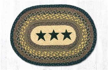 Black Stars Oval Braided Placemat 13"x19"