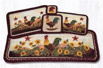 Morning Rooster Wicker Weave Braided Placemat 13"x19"